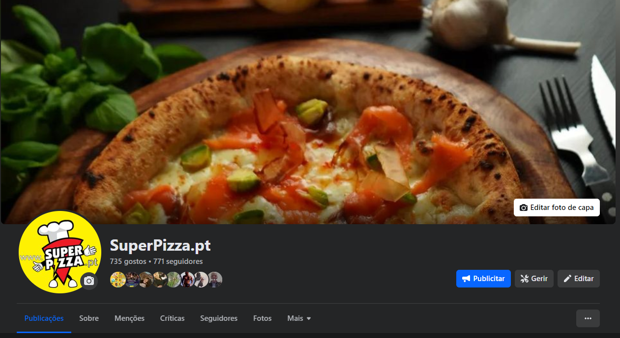 Redes Sociais para restaurante Superpizza